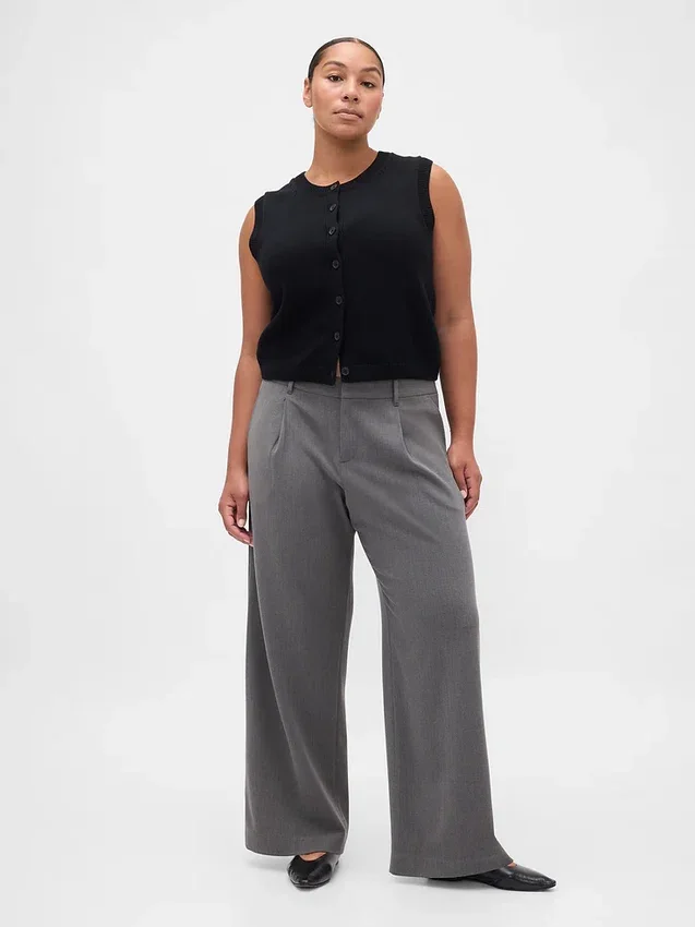 365 Low-Rise-Hose aus gebürstetem Twill mit Falten
