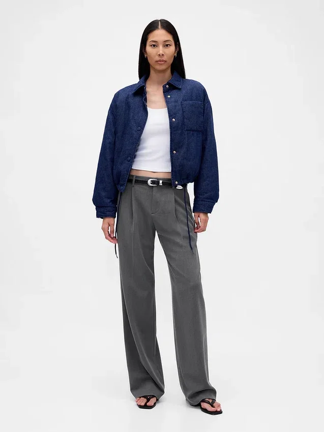 365 Low-Rise-Hose aus gebürstetem Twill mit Falten