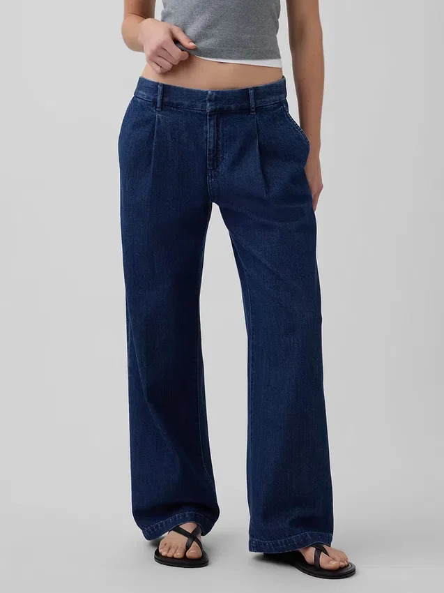 365 Low-Rise-Jeanshose mit Falten