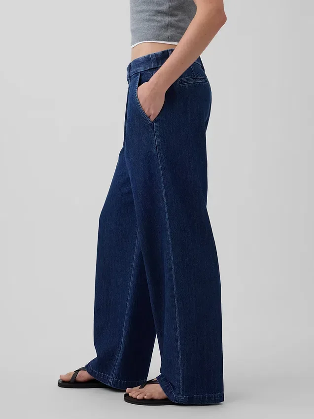 365 Low-Rise-Jeanshose mit Falten
