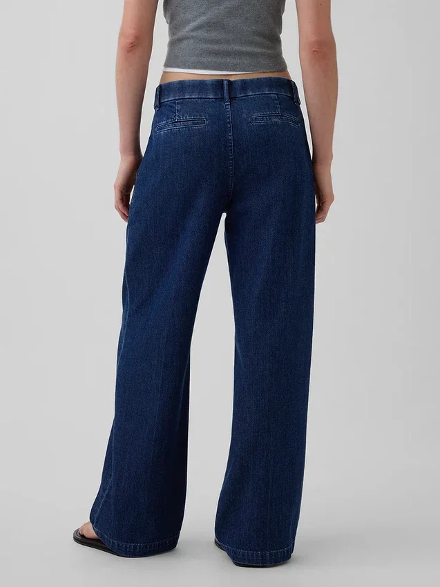 365 Low-Rise-Jeanshose mit Falten