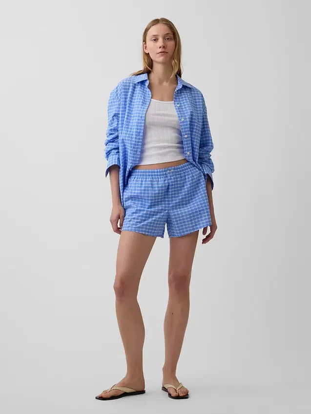 4" Boxershorts aus Seersucker mit Karomuster