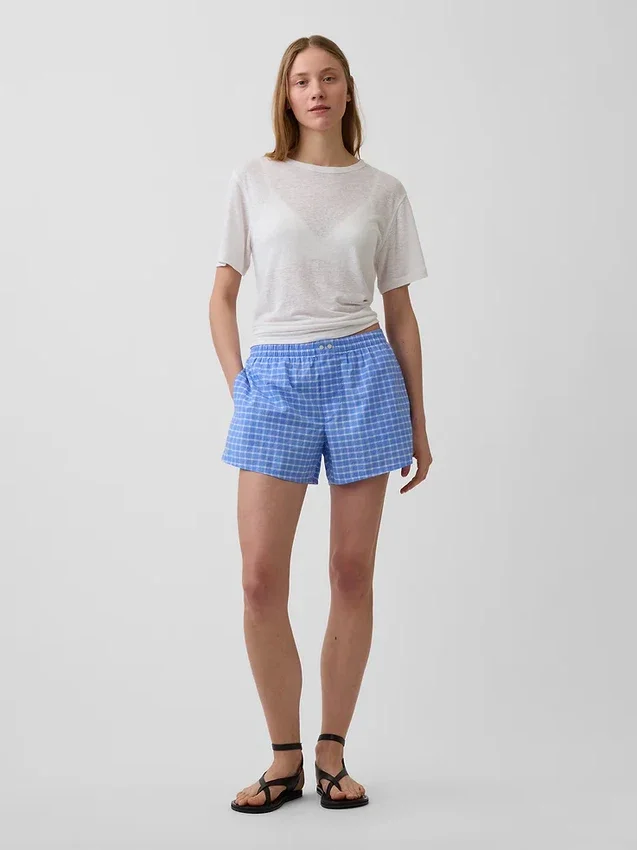 4" Boxershorts aus Seersucker mit Karomuster