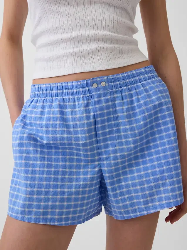4" Boxershorts aus Seersucker mit Karomuster