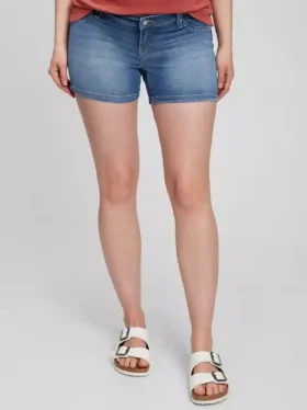 4" Denim-Shorts mit Einsatz für Umstandsmode