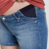 4" Denim-Shorts mit Einsatz für Umstandsmode
