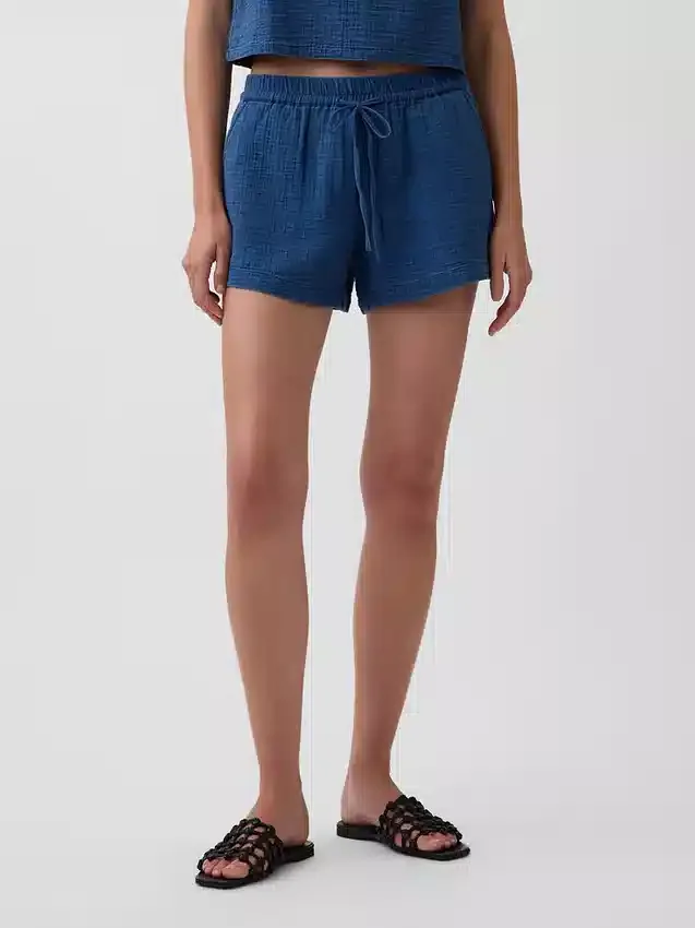 4" Easy-Shorts aus Baumwollgaze-Denim