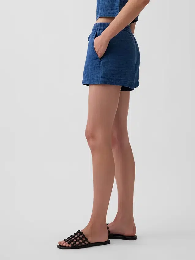 4" Easy-Shorts aus Baumwollgaze-Denim