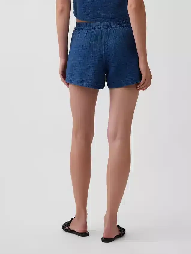 4" Easy-Shorts aus Baumwollgaze-Denim