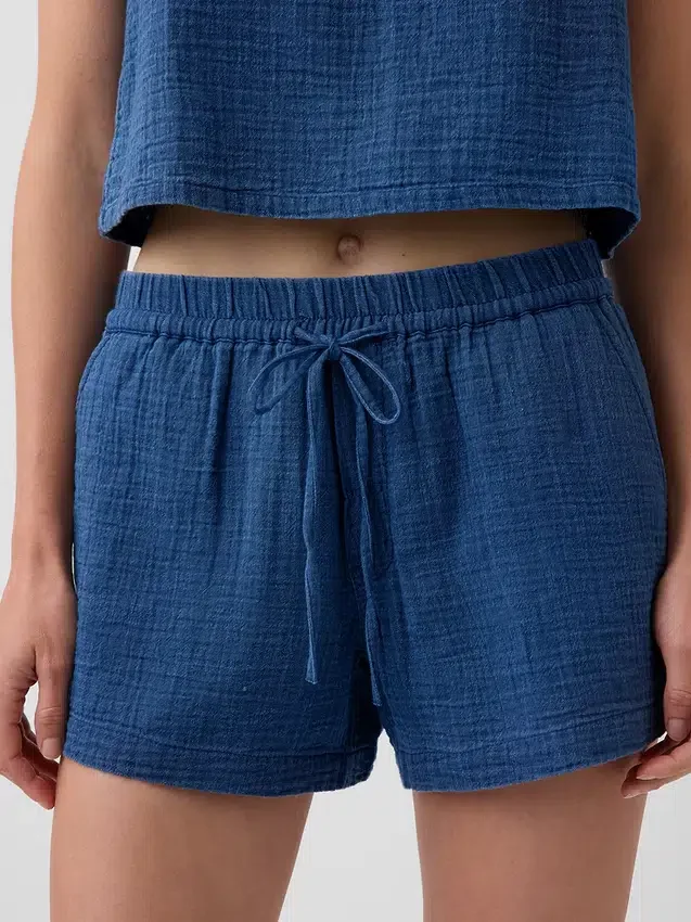 4" Easy-Shorts aus Baumwollgaze-Denim