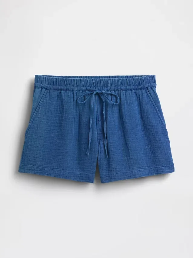 4" Easy-Shorts aus Baumwollgaze-Denim