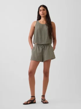 4" Easy-Shorts aus Baumwollgaze mit mittlerer Leibhöhe