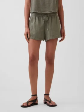 4″ Easy-Shorts aus Baumwollgaze mit mittlerer Leibhöhe