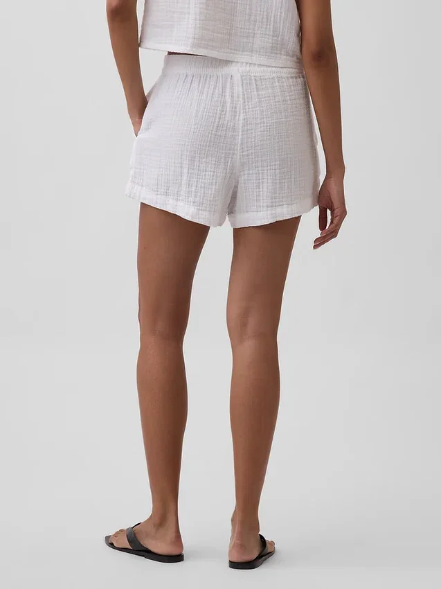 4" Easy-Shorts aus Baumwollgaze mit mittlerer Leibhöhe