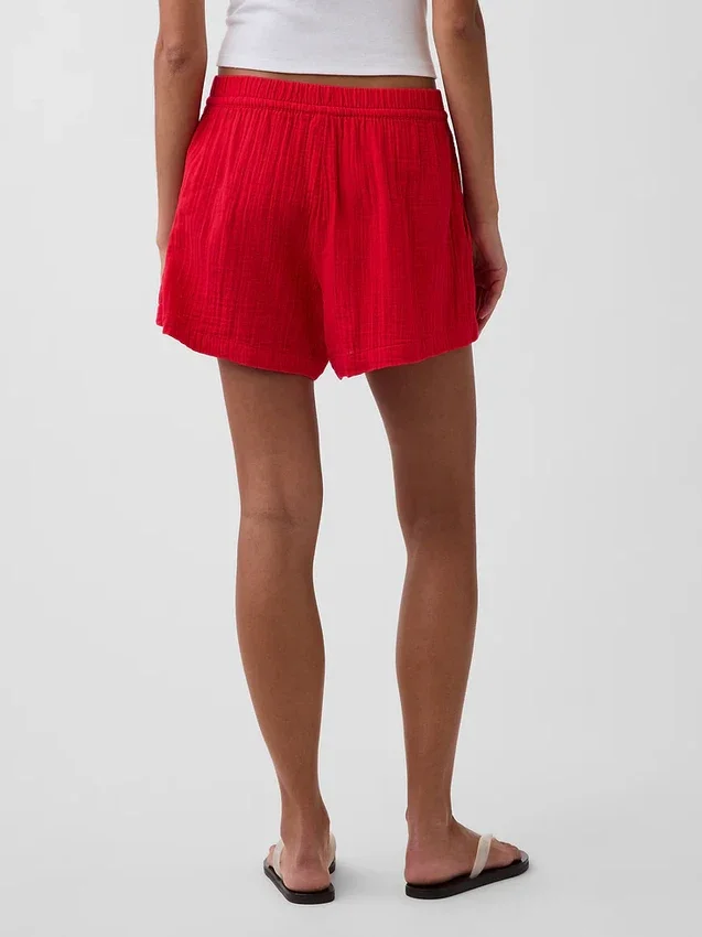 4" Easy-Shorts aus Baumwollgaze mit mittlerer Leibhöhe