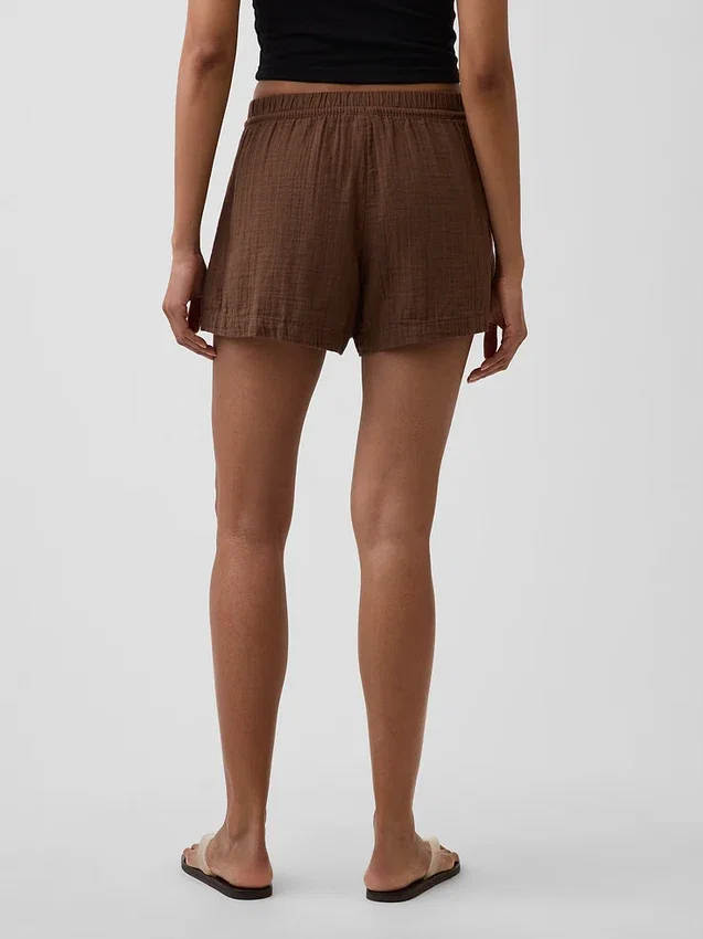 4" Easy-Shorts aus Baumwollgaze mit mittlerer Leibhöhe