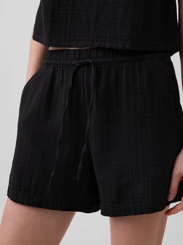 4" Easy-Shorts aus Baumwollgaze mit mittlerer Leibhöhe