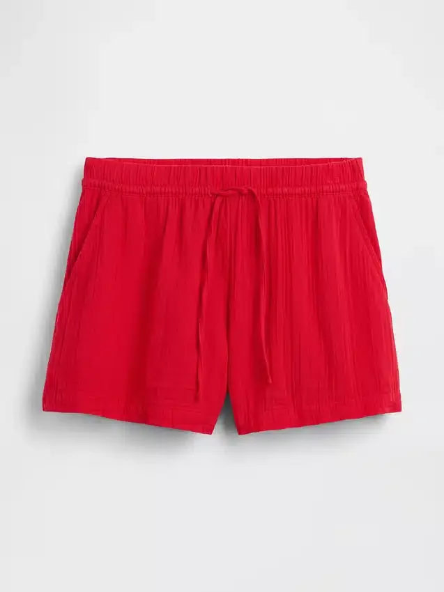 4" Easy-Shorts aus Baumwollgaze mit mittlerer Leibhöhe