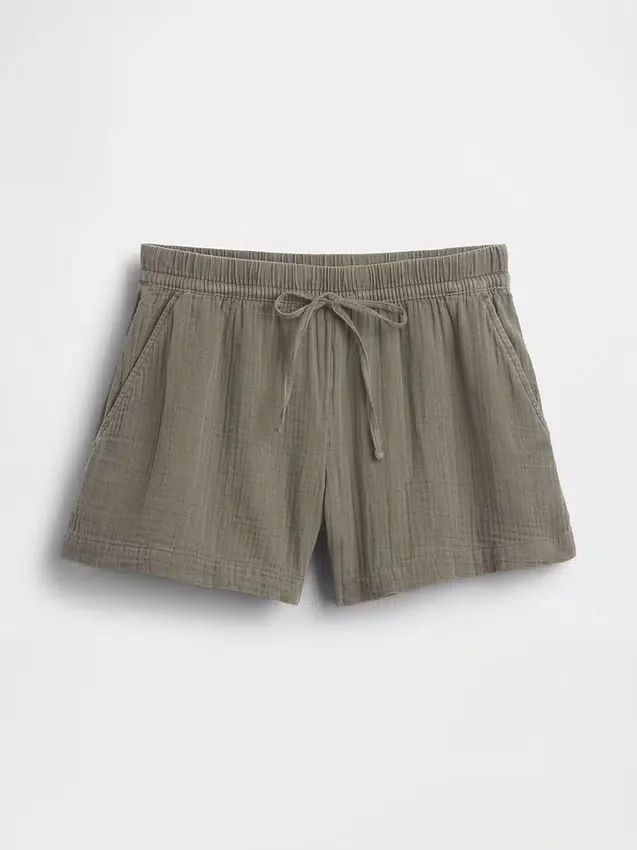 4" Easy-Shorts aus Baumwollgaze mit mittlerer Leibhöhe