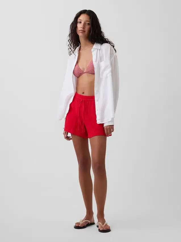 4" Easy-Shorts aus Baumwollgaze mit mittlerer Leibhöhe
