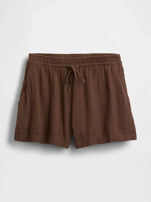 4" Easy-Shorts aus Baumwollgaze mit mittlerer Leibhöhe