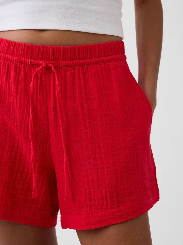 4" Easy-Shorts aus Baumwollgaze mit mittlerer Leibhöhe