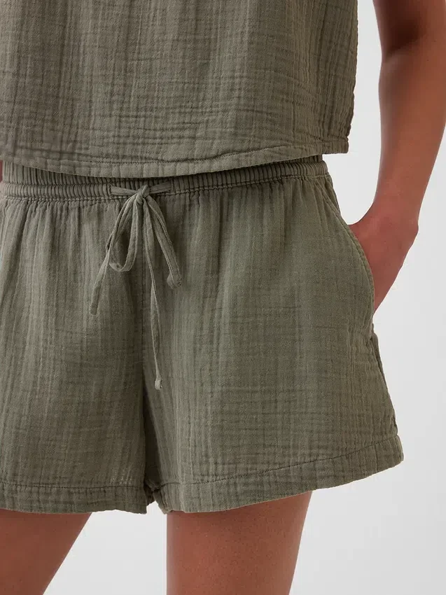 4" Easy-Shorts aus Baumwollgaze mit mittlerer Leibhöhe