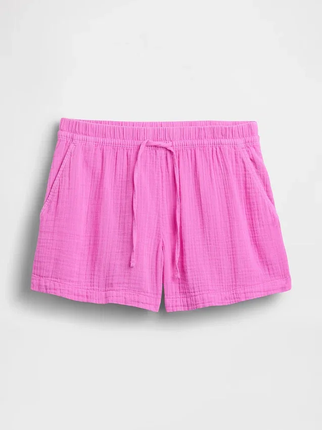 4" Easy-Shorts aus Baumwollgaze mit mittlerer Leibhöhe