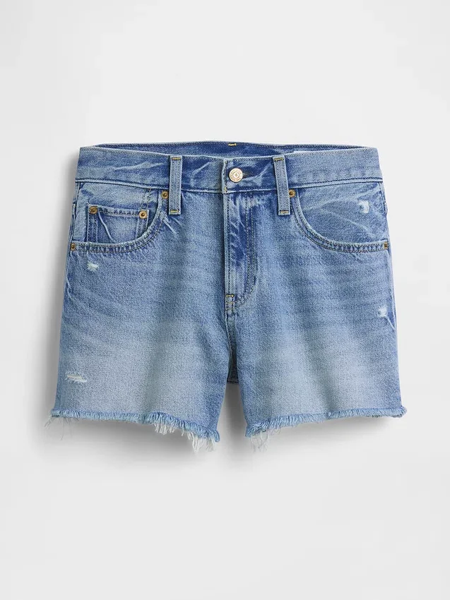 4" Mid Rise, ultraweiche, locker sitzende Shorts mit abgeschnittenem Saum