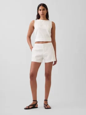 4" Shorts aus Leinenmischung mit mittlerer Leibhöhe