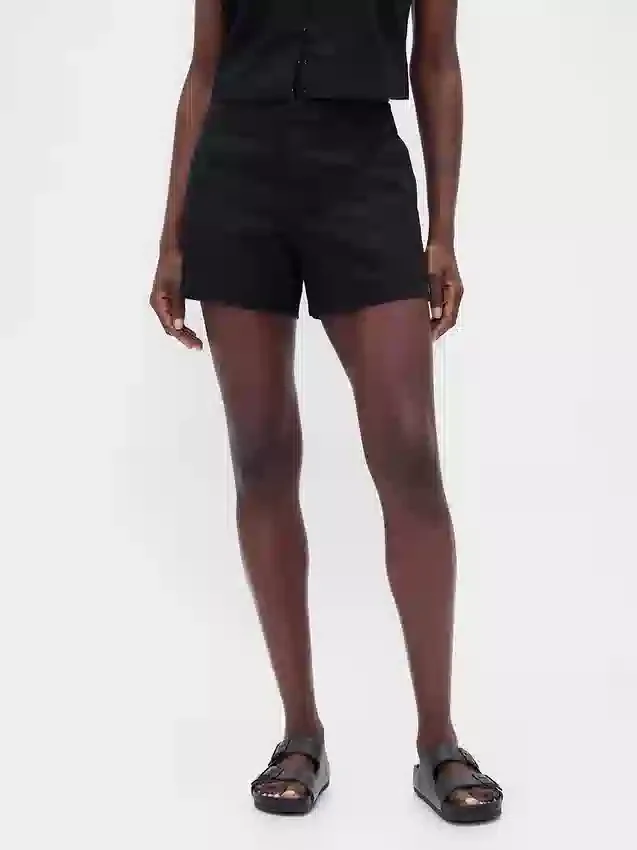 4" Shorts aus Leinenmischung mit mittlerer Leibhöhe