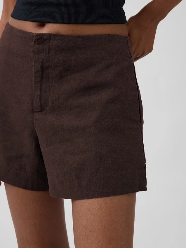 4" Shorts aus Leinenmischung mit mittlerer Leibhöhe