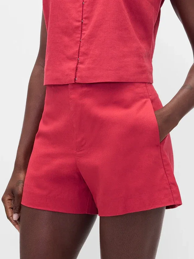 4" Shorts aus Leinenmischung mit mittlerer Leibhöhe