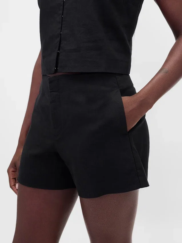 4" Shorts aus Leinenmischung mit mittlerer Leibhöhe