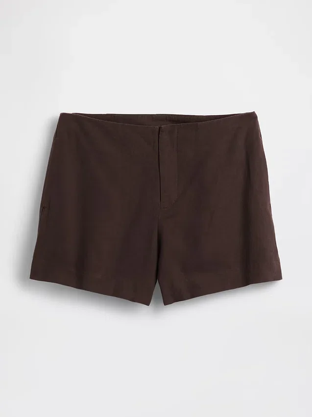 4" Shorts aus Leinenmischung mit mittlerer Leibhöhe