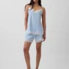 4" Shorts aus Leinenmischung mit mittlerer Leibhöhe und Spitzenbesatz