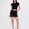 5" Denim-Girlfriend-Shorts mit mittlerer Leibhöhe