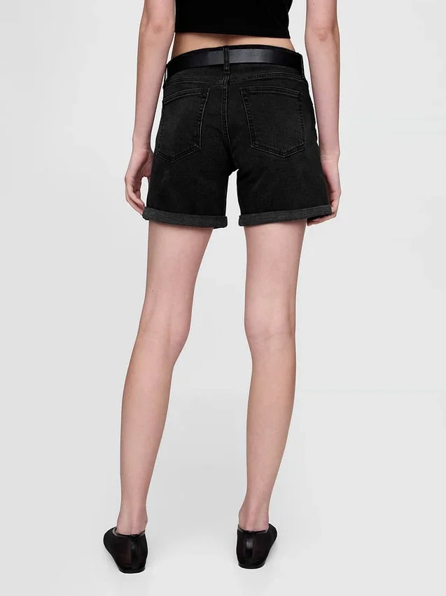 5" Denim-Girlfriend-Shorts mit mittlerer Leibhöhe