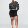 5" Denim-Girlfriend-Shorts mit mittlerer Leibhöhe