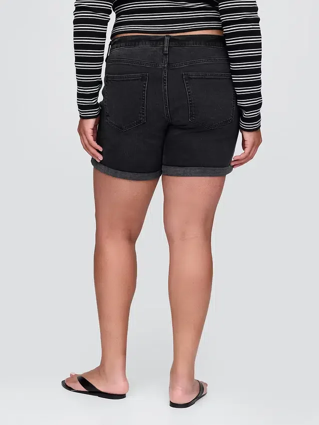 5" Denim-Girlfriend-Shorts mit mittlerer Leibhöhe