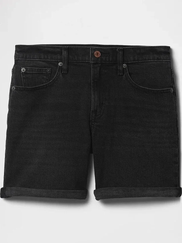 5" Denim-Girlfriend-Shorts mit mittlerer Leibhöhe