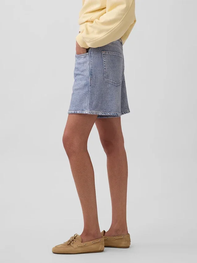 5" Mid Rise bedruckte Strick-Denim-Shorts