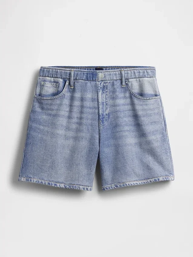 5" Mid Rise bedruckte Strick-Denim-Shorts
