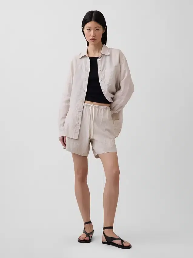 6" Easy-Shorts aus Leinenmischung