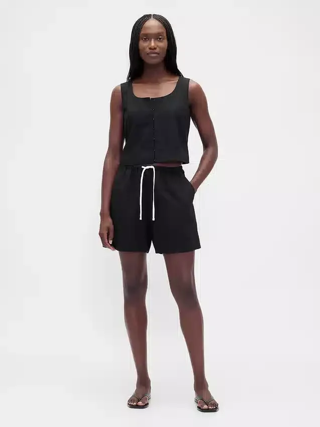 6" Easy-Shorts aus Leinenmischung