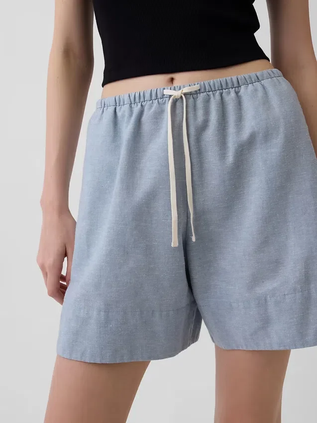 6" Easy-Shorts aus Leinenmischung