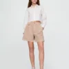 6" kurze Plissee-Shorts aus Twill mit mittlerer Leibhöhe