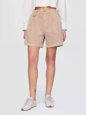 6″ kurze Plissee-Shorts aus Twill mit mittlerer Leibhöhe
