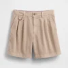 6" kurze Plissee-Shorts aus Twill mit mittlerer Leibhöhe