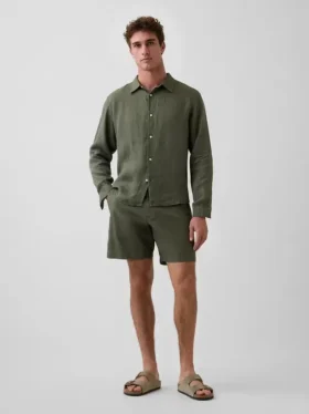 7,5" Shorts aus Leinen-Baumwoll-Mischung